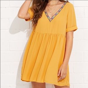 Mustard Yellow Babydoll Dress